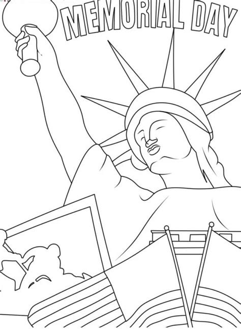 Estatua De La Libertad En El Día De Los Caídos para colorear, imprimir e dibujar – ColoringLib