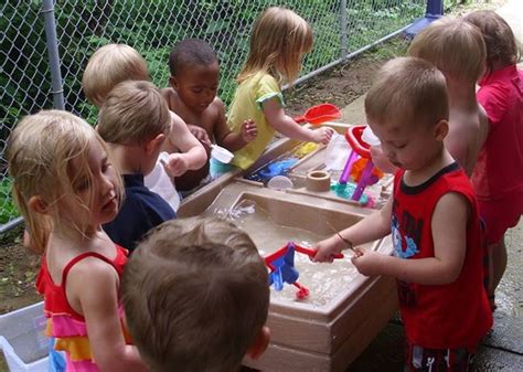 Preschool students at a KinderCare in Ohio enjoy the water during outdoor playtime. | Preschool ...