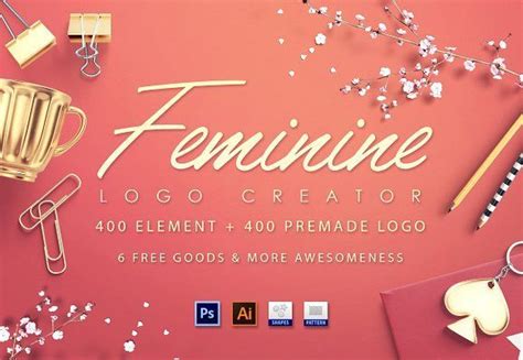 Feminine Logo Creator by sagesmask on @creativemarket | Feminine logo ...
