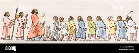 Jewish prisoners during the Babylonian Captivity. Hand-colored woodcut Stock Photo - Alamy