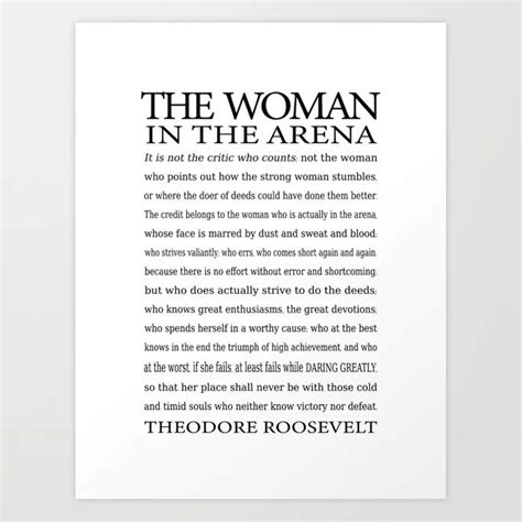 Buy Daring Greatly, Woman in the Arena - The Man in the Arena Quote by Theodore Roosevelt Art ...