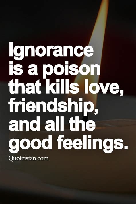 #Ignorance is a poison that kills love, #friendship, and all the good feelings.