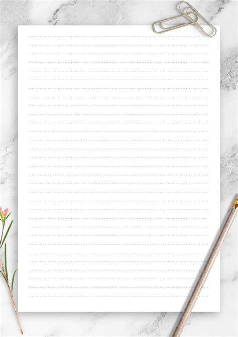 Printable Dotted Lined Paper Template with 6.35 mm line height. Choose page size and download f ...