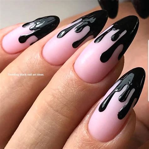 20 Simple Black Nail Art Design Ideas 1 | Goth nails, Stylish nails, Drip nails