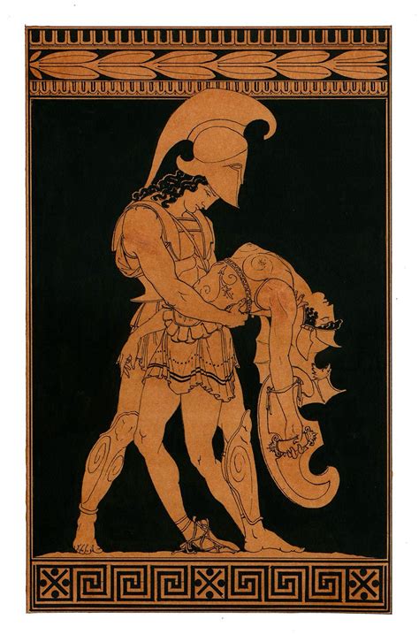 Achilles hold the body of Pentheselia , the Amazon. | Greek mythology ...