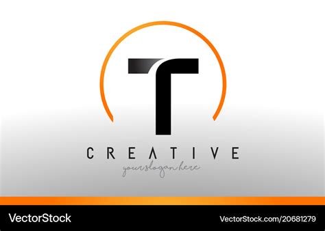 T letter logo design with black orange color cool Vector Image