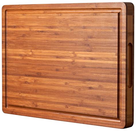 Bamboo Wood Cutting Board for Kitchen, 1" Thick Butcher Block, Cheese Charcuterie Board, with ...