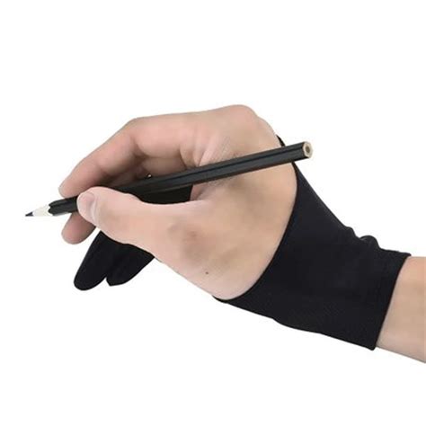 1 piece drawing glove artist glove for any Graphics drawing Tablet Black 2 finger anti fouling ...