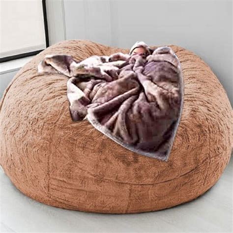 135cm Diameter Jumbo Bean Bag Sofa No Filler Large Soft Fur Bean Bag Cover Home | eBay