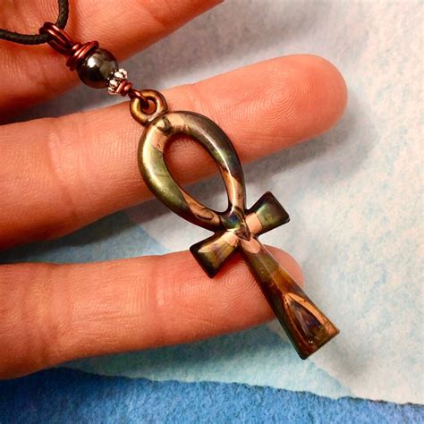 Ankh Necklace 7th Anniversary Gift flame Colored Copper Ankh Copper Anniversary Gift Pendant ...