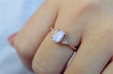 Blue Moonstone Diamond Ring - Valeria – Sunday Island Jewelry