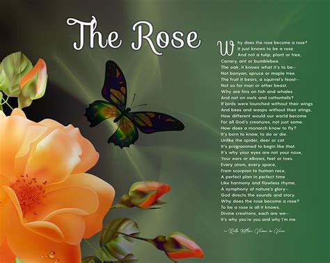 Unique Spiritual Gift "The Rose" Peach Butterfly Art Poem