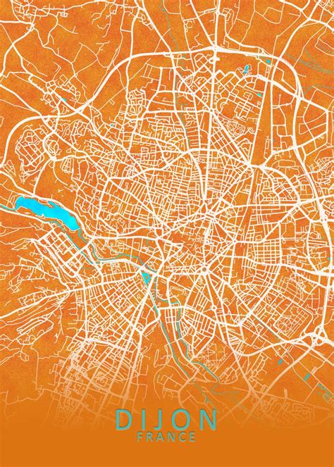 'Dijon France City Map ' Poster, picture, metal print, paint by City Map Art Prints | Displate