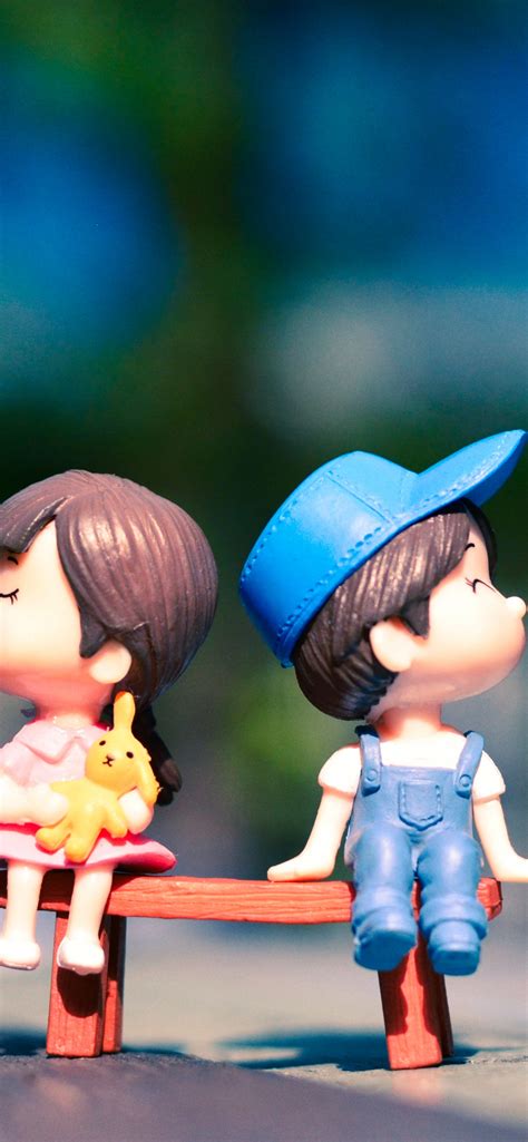 Cute couple Wallpaper 4K, Adorable, Bench, Bokeh, Cute pair, Dolls ...