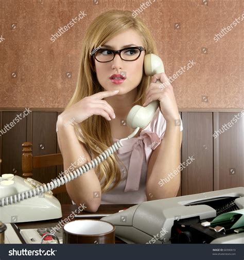 Beautiful Retro Businesswoman Vintage Secretary Wooden Stock Photo 66990610 | Shutterstock