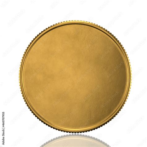 Blank template for gold coin or medal with metallic texture. Front view ...