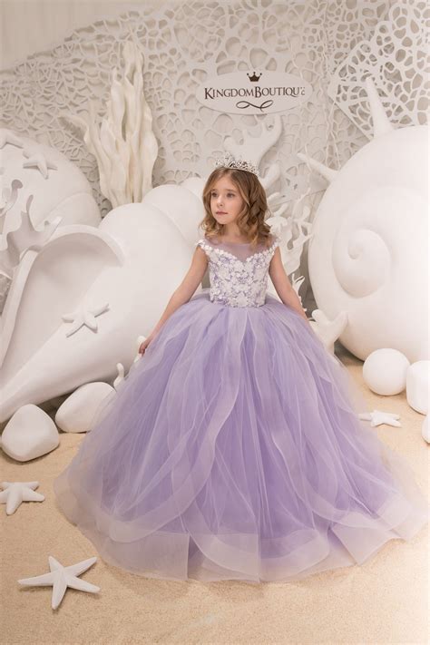 Lilac Flower Girl Dress Birthday Wedding Party Holiday Bridesmaid Lilac Flower Girl Dress 21-073 ...