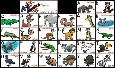 A-Z of Animals by FreyFox on DeviantArt