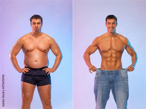 Before and After Weight Loss Fitness Transformation. Man was fat but ...