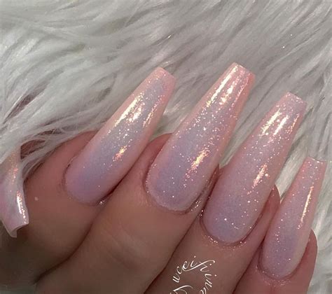 Light Pink Glitter Acrylic Nails | Fiina Nail Lounge | Ballerina nails, Fun nails, Pink nails