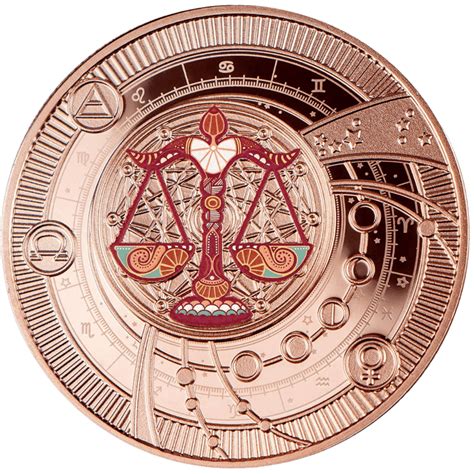 Libra Zodiac Sign Silver Rose-Gold Plated Coin / Pendant - Sprott Money Collectibles
