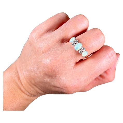 Antique 18ct Gold and Platinum Opal Diamond Ring For Sale at 1stDibs