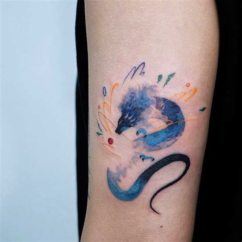 Watercolor abstract dragon by tattooist Yeonho - Tattoogrid.net