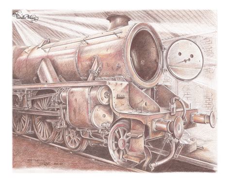 PRINT Steam Locomotive Colour Pencil Drawing - Etsy UK