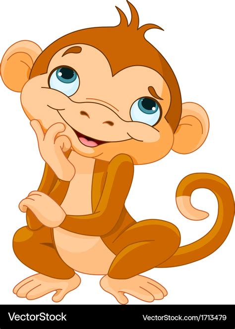 Monkey thinking Royalty Free Vector Image - VectorStock