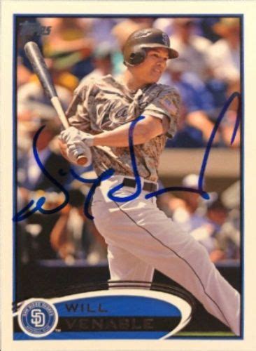 2012 Topps Will Venable Baseball autographed trading card Baseball ...