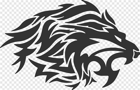 Black lion head logo, Lion Tattoo Tribe Tribal Wars, tatoo, mammal, animals png | PNGEgg