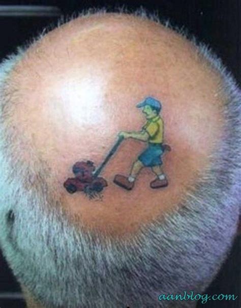 Funny-Tattoo-on-Head | Aanblog | Clever tattoos, Funny tattoos, Weird tattoos