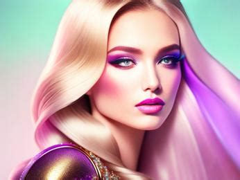 A woman with long blonde hair wearing a purple dress Image & Design ID 0000110374 ...