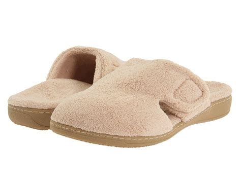 VIONIC Gemma (Tan Terry) Women's Slippers | Slippers.com - Shop Comfy