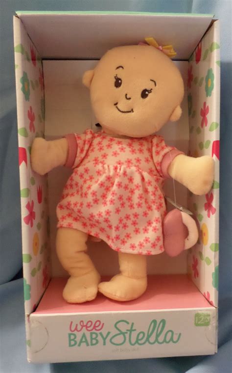 Wee Baby Stella 2014 girl Doll soft Manhattan Toy Co bald peach infant H27 - Baby Dolls