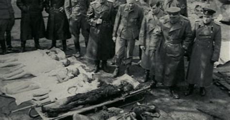 Berlin, 1945: Soviet officers observe the remains of the Goebbels family. The children were ...