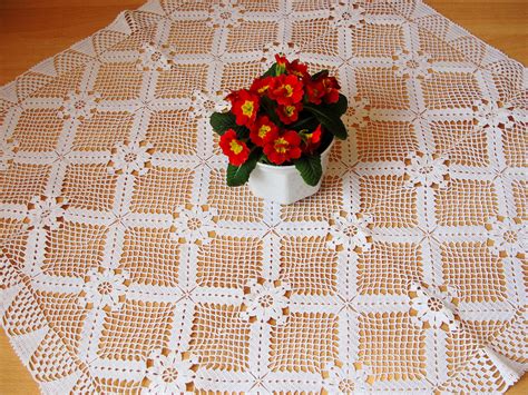Free Images : Hand crocheted, tablecloth, crochet, doily, needlework, textile, flower arranging ...