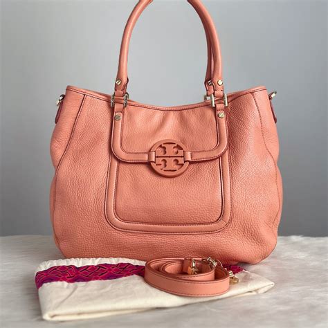 Tory Burch Pink Leather Front Logo 2 Way Shoulder Bag Excellent ...