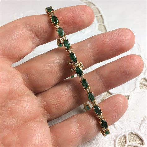 Effy Hematian 14k Gold Emerald and Diamond Tennis Bracelet 7 | Etsy ...