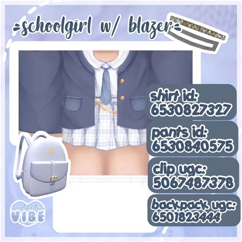 Matching Roblox School Outfits with backpacks and hair accessories in 2021 | Decal codes, Codes ...