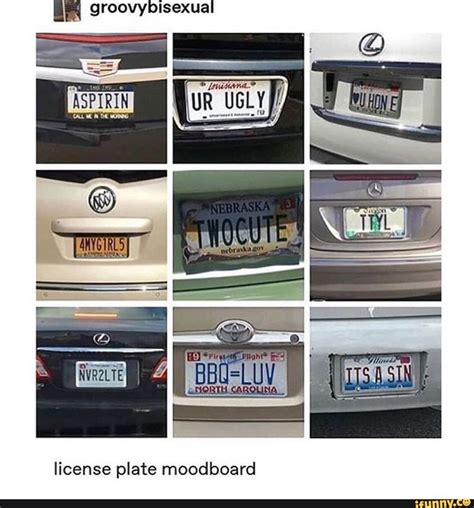 several license plates are shown in multiple pictures, including one with the word u r u gly