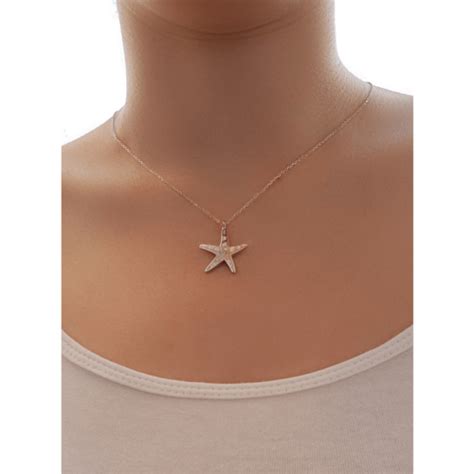 Blue Starfish Necklace, Sterling Silver 925 - Lindos Art Gallery