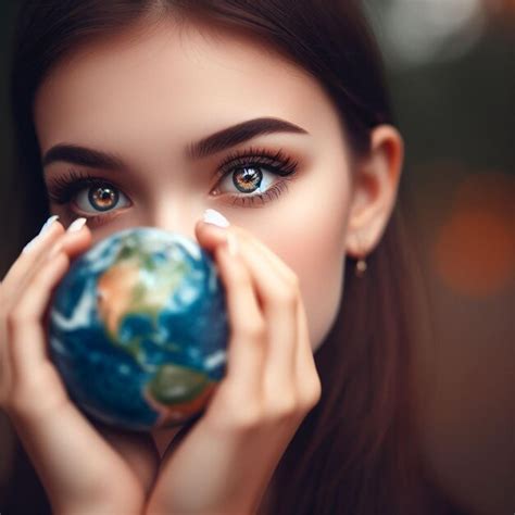 Premium Photo | Woman cradle planet earth earth day concept