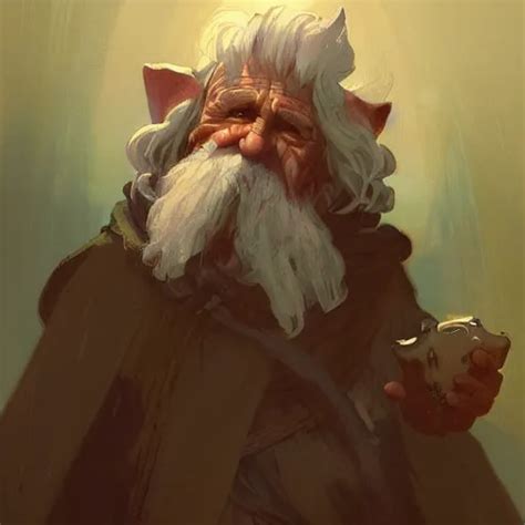 an old gnome wizard, by greg rutkowski and alphonse | Stable Diffusion