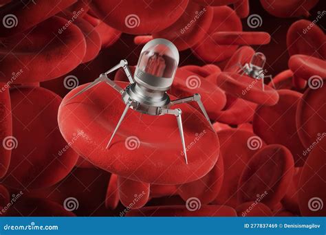 Nanorobots Blood Vessel Isometric Composition Cartoon Vector ...