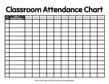 the classroom attendance chart is shown in black and white, with an arrow pointing to it