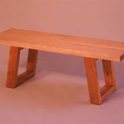 Custom Made Modern Coffee Table Bench In Curly Maple & Cherry Modern Bench, Contemporary Coffee ...