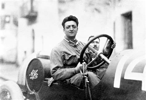 Enzo Ferrari with the mechanic Michele Conti. The car is an Alfa Romeo 20-40 HP. Ferrari's first ...