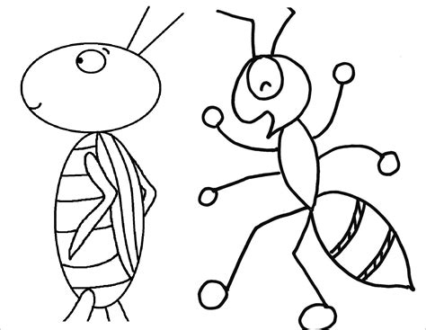 Ant and the Grasshopper Coloring Page - ColoringBay