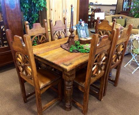 Western dining set with six wagon wheel chairs. $899 | Western dining ...